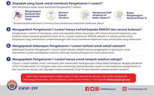 Permohonan Pengeluaran i-Lestari Akaun 2 KWSP Melalui Online/Pos/Emel