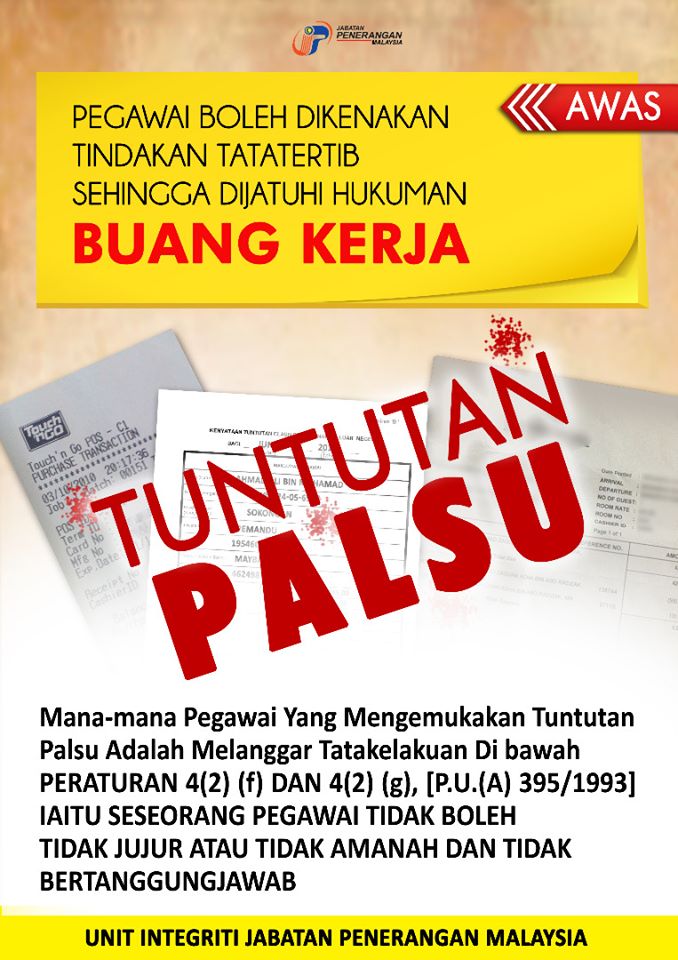 Tahu Tak Membuat Tuntutan Palsu Boleh Menyebabkan Anda Di Buang Kerja. Sila Take Note Pegawai Kerajaan