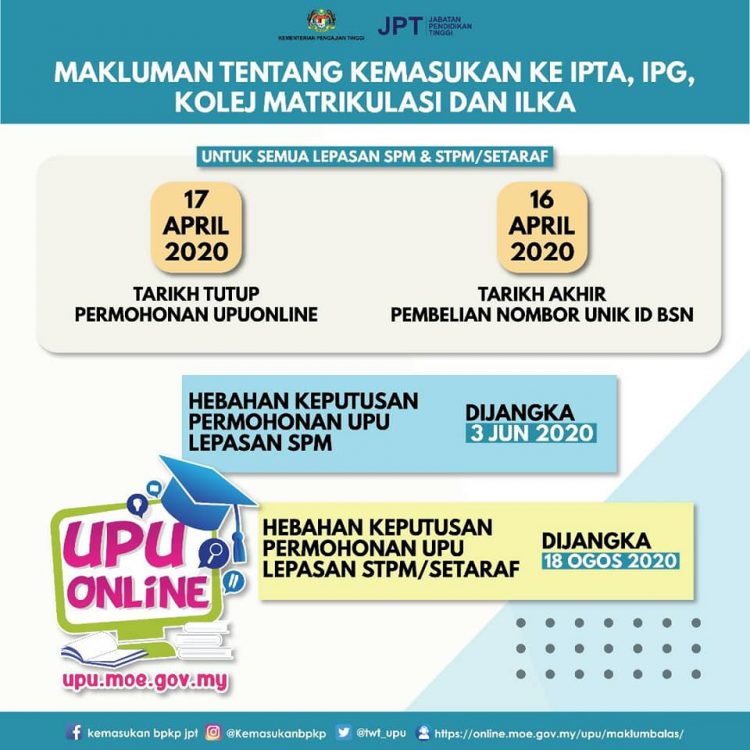 Tarikh Tutup Permohonan UPU
