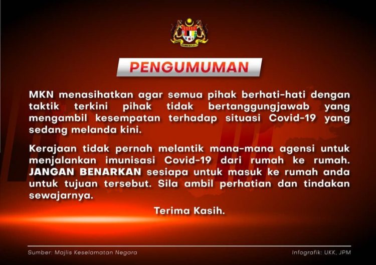 Tiada Agensi Dilantik Untuk Menjalankan Imunisasi Dari Rumah Ke Rumah