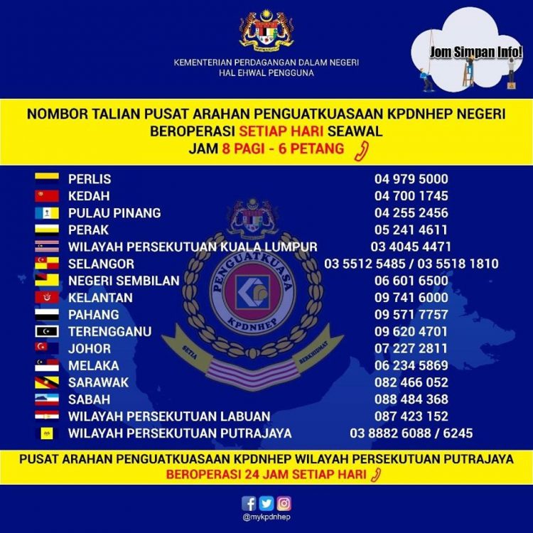 Ada Peniaga Jual Barang Tak Beretika? Ini Senarai No Telefon KPDNHEP Setiap Negeri Untuk Anda Buat Aduan