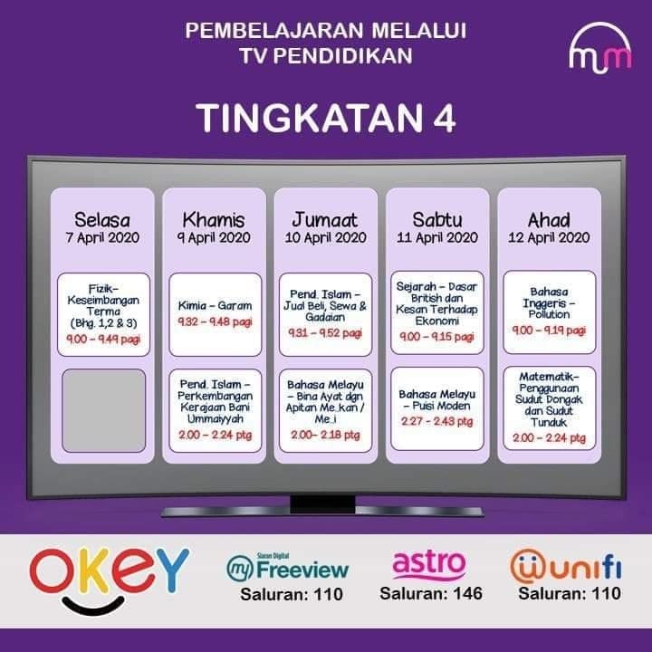  Jadual Lengkap TV Pendidikan, Download Jadual Belajar Darjah 5 hingga Tingkatan 5