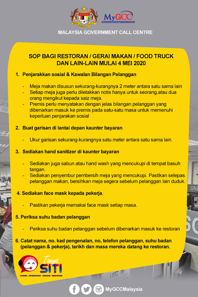 Jangan Masuk Ke Kedai Makan atau Restoren Yang Tidak Amalkan SOP Semasa PKP Ini