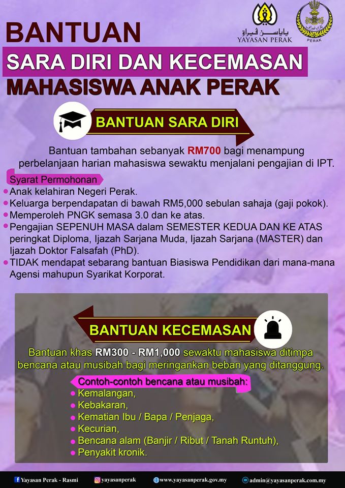 Permohonan Bantuan Sara Diri & Kecemasan Mahasiswa Anak Perak di Buka