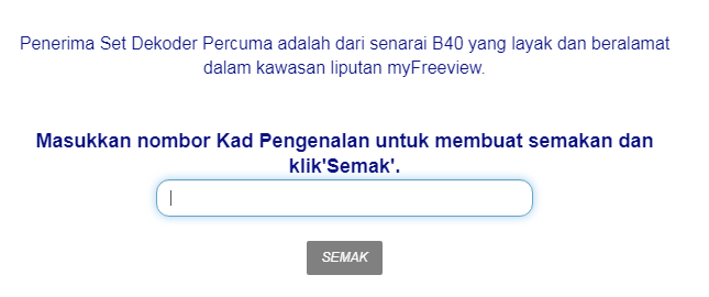 Semakan Nama Penerima Dekoder Percuma MyFreeView Online