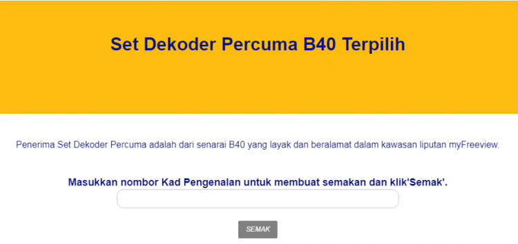 Permohonan & Semakan Tuntutan Dekoder MYTV Percuma Bagi B40 dan OKU