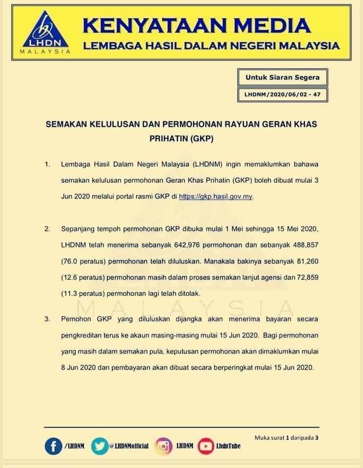 Permohonan Rayuan Geran Khas Prihatin Di Buka
