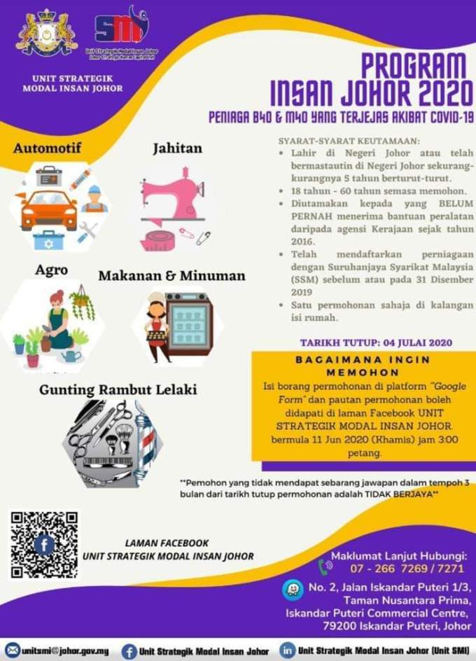 Semakan & Permohonan Program Insan Johor Peniaga B40 & M40