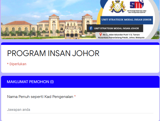 Semakan & Permohonan Program Insan Johor Peniaga B40 & M40