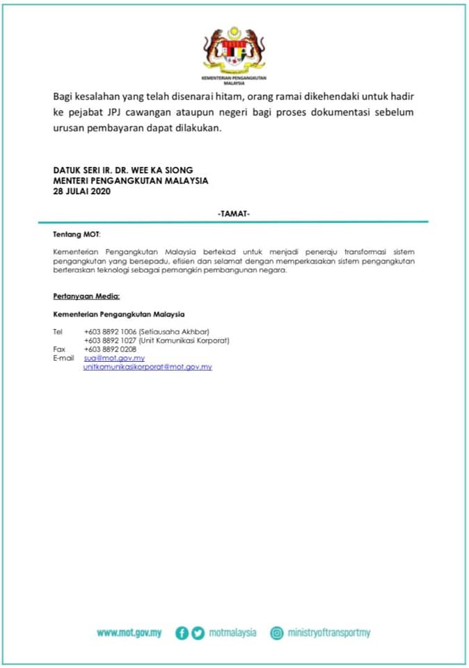 Diskaun 70% Pembayaran Saman JPJ & SPAD Sempena Bulan Kemerdekaan, Ini Cara Semak Saman