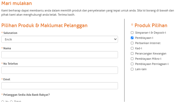 Permohonan Pembiayaan Peribadi Bank Rakyat Sehingga RM200,00