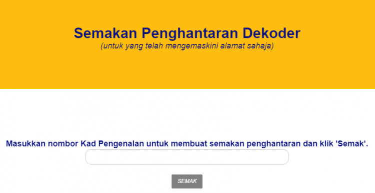 Semakan Status Penghantaran Dekoder MYTV Percuma Bagi Isi Rumah B40 Dan OKU