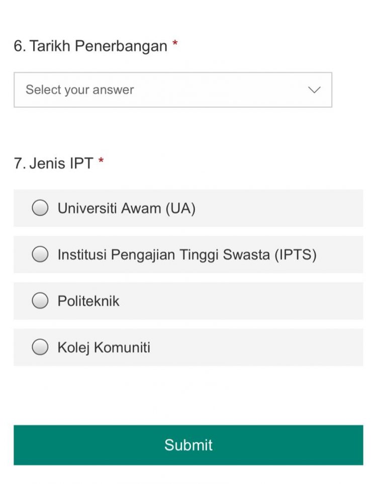 Penerbangan Khas Kementerian Pengajian Tinggi Untuk Mahasiswa. Mohon Sekarang