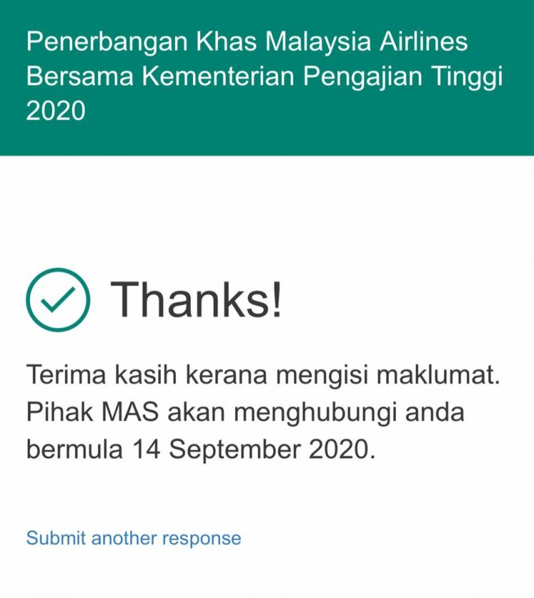 Penerbangan Khas Kementerian Pengajian Tinggi Untuk Mahasiswa. Mohon Sekarang