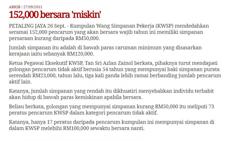 Pelan Perdapatan Untuk Kukuhkan Kewangan Selepas Bersara. Penting Untuk Semua Orang