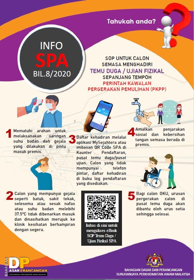 SOP Semasa Menghadiri Temuduga / Ujian Fizikal Sepanjang Tempoh PKP