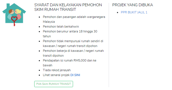 Permohonan Program Rumah Transit, Kemudahan Perumahan Kepada Pasangan Muda