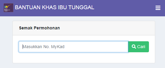 Semakan Status Permohonan Bantuan Khas Ibu Tunggal (BKIT) RM300