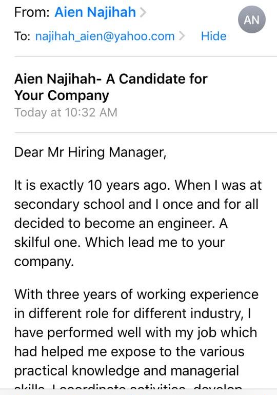 Cover Letter Menarik Untuk Mohon Kerja Melalui Email Yang Jarang Orang Gunakan