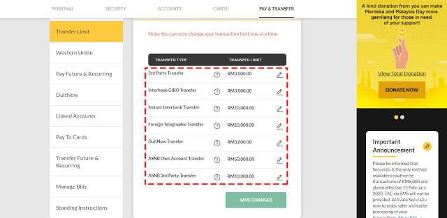 Langkah Mudah Tukar Transfer Limit (Had Transaksi) Maybank2u