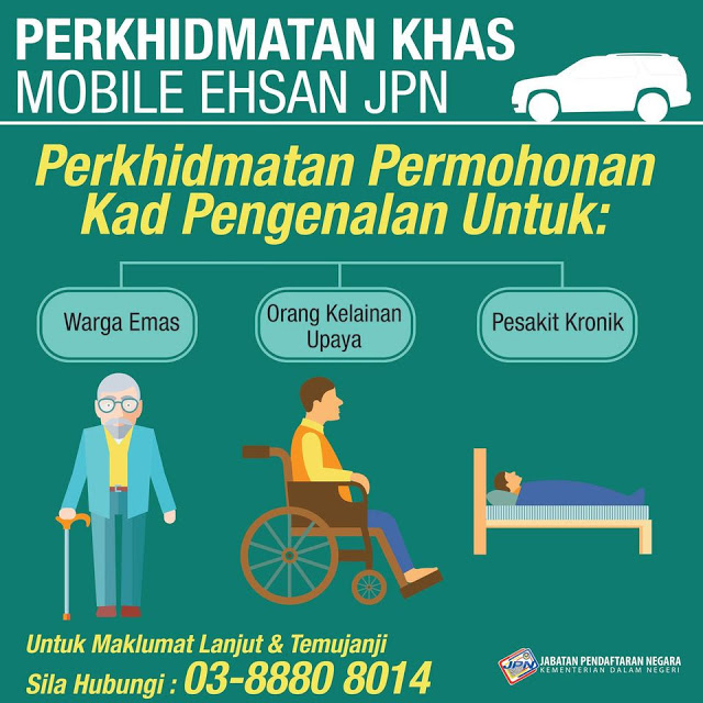 Mobile Ehsan JPN: Perkhidmatan Permohonan Kad Pengenalan Untuk Warga Emas, OKU & Pesakit Kronik