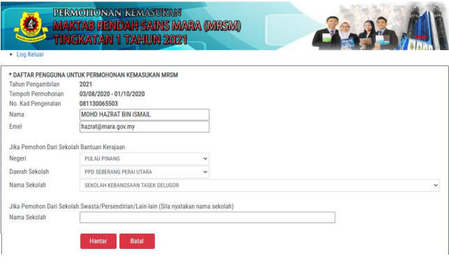Panduan Permohonan Kemasukan Ke MRSM Tingkatan 1 & 4 Tahun 2021