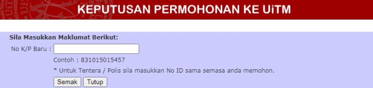 Semakan Keputusan Rayuan Penerapan UiTM Ke Program Sarjana Muda Sesi 2020/2021