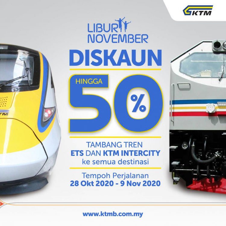 Tawaran Diskaun 50% Tambang Tren ETS Dan KTM Intercity Ke Semua Destinasi