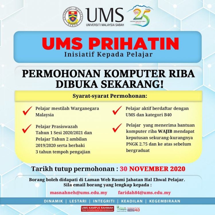 Permohonan Laptop Pelajar Percuma Di Buka (UMS Prihatin)