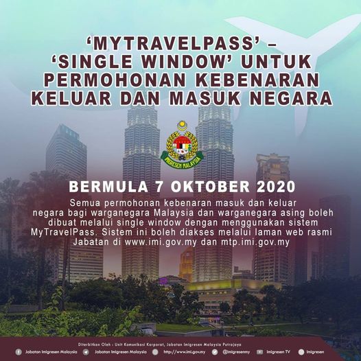 Permohonan Keluar & Masuk Negara Boleh Dibuat Melalui MyTravelPass