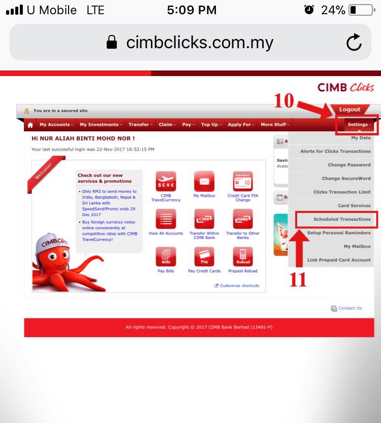 Cara Transfer Duit Dari CIMB Clicks Ke Tabung Haji Setiap Bulan Secara Automatik