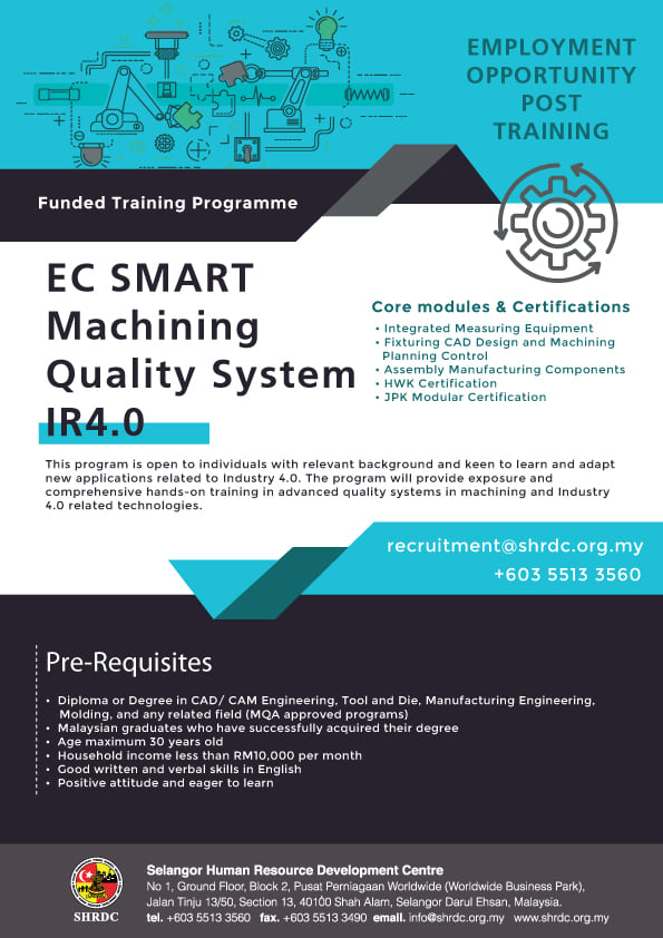 EC Smart Machining Quality System IR 4.0: Tawaran Program Latihan Tajaan PTPK Buat Graduan