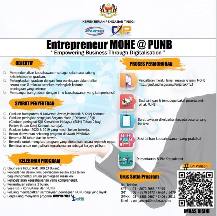 Entrepreneur MOHE@PUNB: Tawaran Kursus Usahawan Buat Graduan. Terima Elaun RM1,200