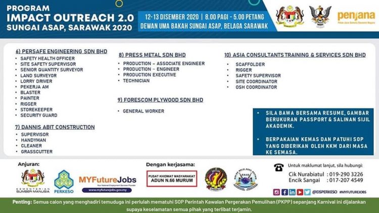Impact Outreach PERKESO 2.0: Sertai Temuduga Terbuka Sarawak. Pelbagai Jawatan Ditawarkan
