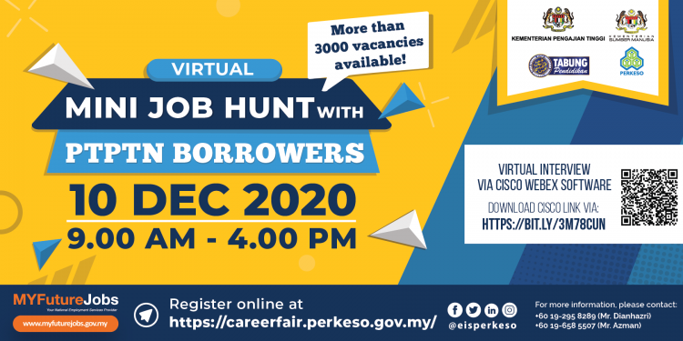 Lebih 3,000  Peluang Kerjaya: Daftar Mini Job Hunt PERKESO Untuk Sesi Temuduga Secara Dalam Talian