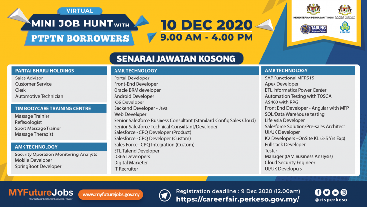 Lebih 3,000  Peluang Kerjaya: Daftar Mini Job Hunt PERKESO Untuk Sesi Temuduga Secara Dalam Talian