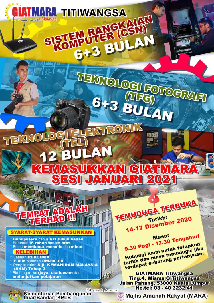 Permohonan Kemasukan Ke GIATMARA Kuala Lumpur Sesi Januari 2021  Kini Dibuka