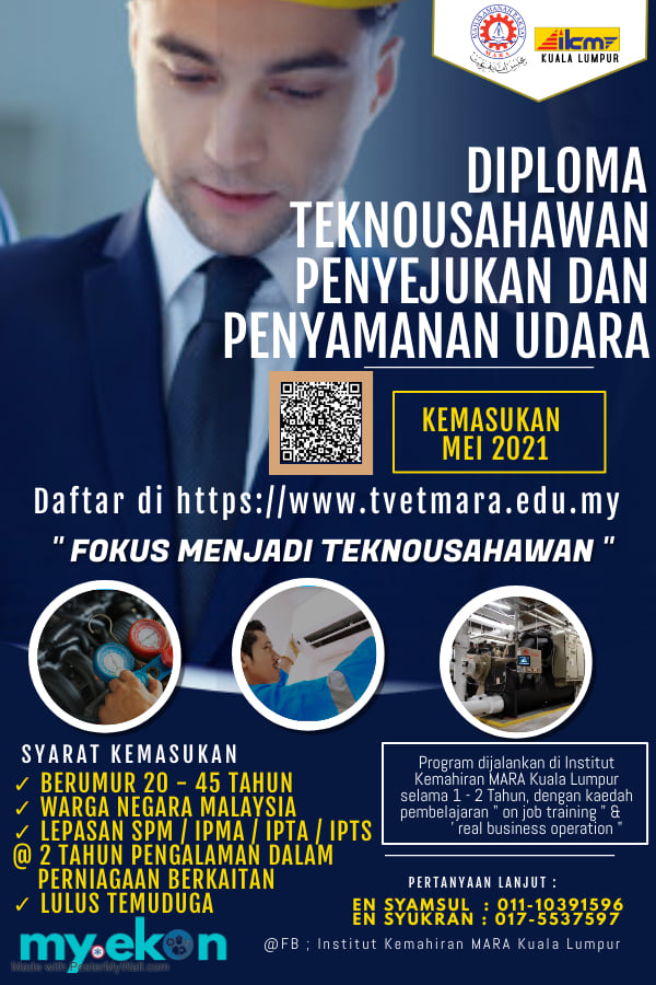 Tawaran Diploma Teknousahawan Penyejukan & Penyaman Udara IKM MARA Buat Lepasan SPM