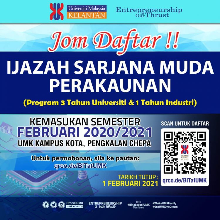 Tawaran Kemasukan Ijazah Sarjana Muda Perakaunan UMK Sesi Februari 2021