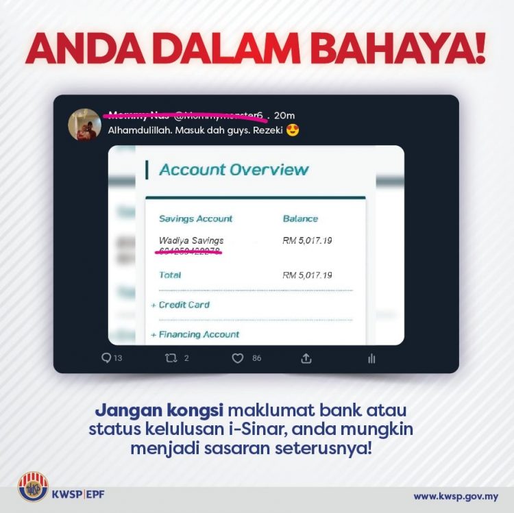 KWSP Jelaskan Punca Permohonan i-Sinar Kategori 1 Tidak Lulus
