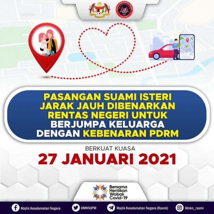 Pasangan Suami Isteri Jarak Jauh Dibenarkan Rentas Negeri. Ini Cara Mohon Kebenaran Polis