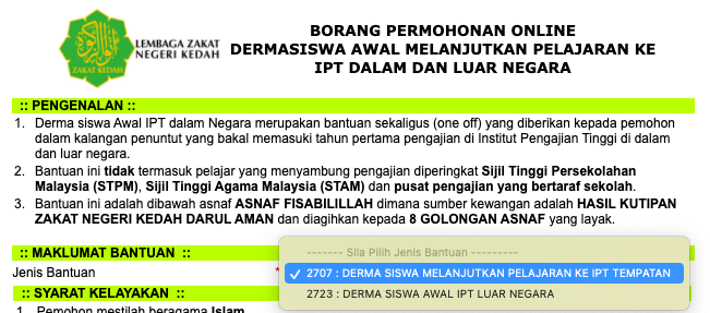 Permohonan Bantuan Melanjutkan Pengajian Ke IPT Kemasukan 2020 Zakat Kedah Kini Dibuka