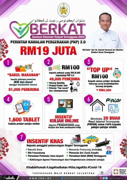 BERKAT PKP 2.0: Bantuan Tablet Percuma Buat Pelajar & 7 Bantuan Rakyat Terengganu