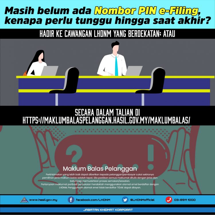 E-Filing: Serahan Borang Cukai Pendapatan 2020 Bermula 1 Mac 2021