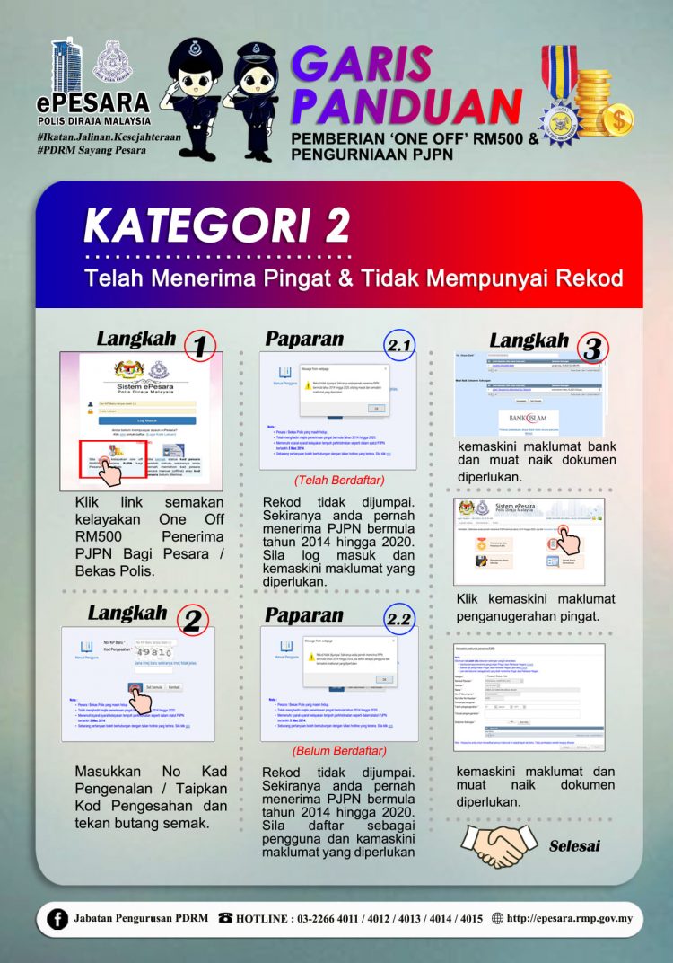 Panduan Permohonan & Semakan Bayaran RM500 One Off Buat Pesara & Petugas Polis