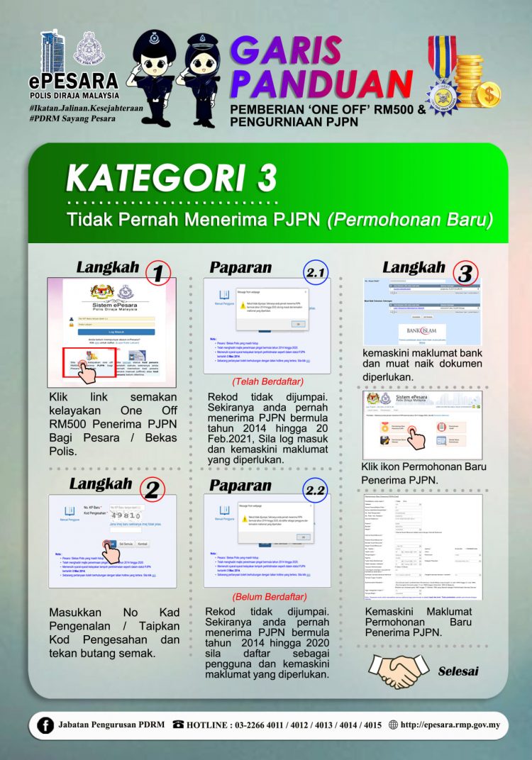 Panduan Permohonan & Semakan Bayaran RM500 One Off Buat Pesara & Petugas Polis