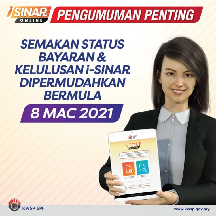 Rasmi: Permohonan i-Sinar Tanpa Syarat & Semakan Status Bayaran Mulai 8 Mac 2021