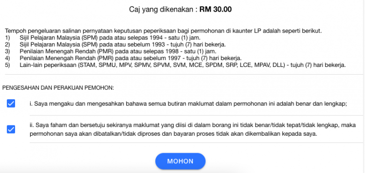 Cara Mohon Sijil Peperiksaan SPM/STPM/PMR Yang Hilang Secara Online, Terus Sampai Rumah