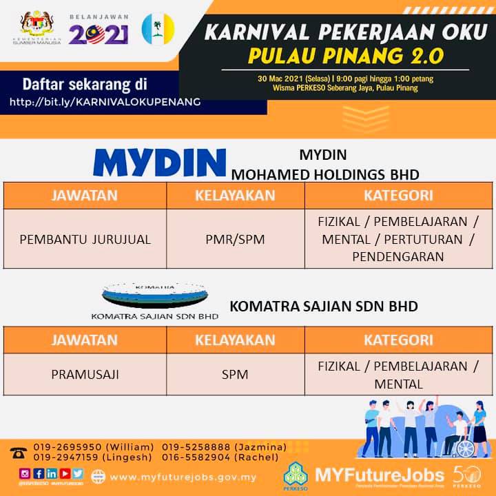 Karnival Pekerjaan OKU Pulau Pinang 2.0: Pelbagai Peluang Pekerjaan Untuk Pekerja OKU