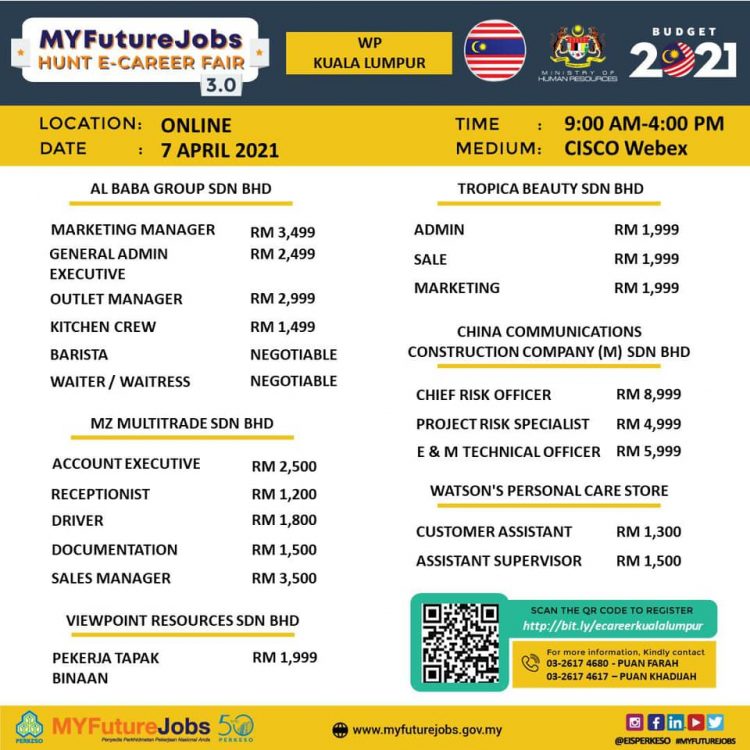 MyFutureJobs Hunt E-Career Fair: Pelbagai Jawatan Kosong Ditawarkan. Daftar Sekarang